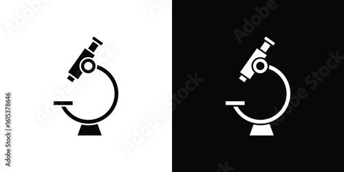 Microscope icon, logo elements of graphic designs