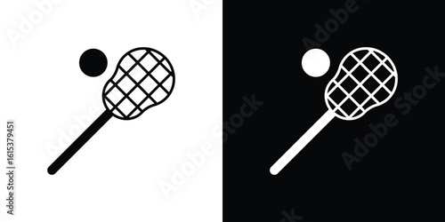 Lacrosse stick ball icon, logo elements of graphic designs