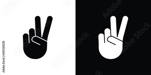 Hand peace icon, logo elements of graphic designs