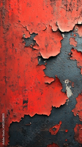 Peeling Red Paint on Concrete Surface for Texture and Grunge
