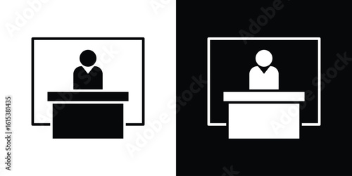 Exhibitor icon, logo elements of graphic designs