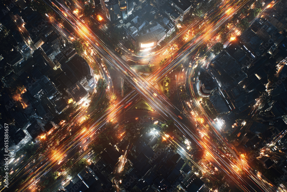 Obraz premium Neo-Tokyo Crossroads A Symphony of Light and Speed