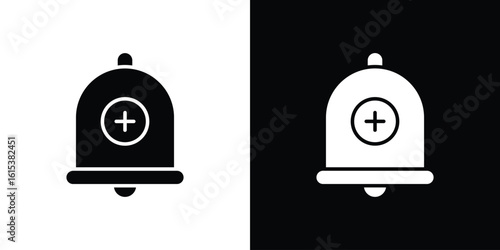 Cowbell circle plus icon, logo elements of graphic designs