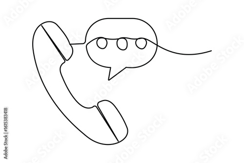 Continuous one line art of speech bubble icon in modern minimalist style isolated illustration