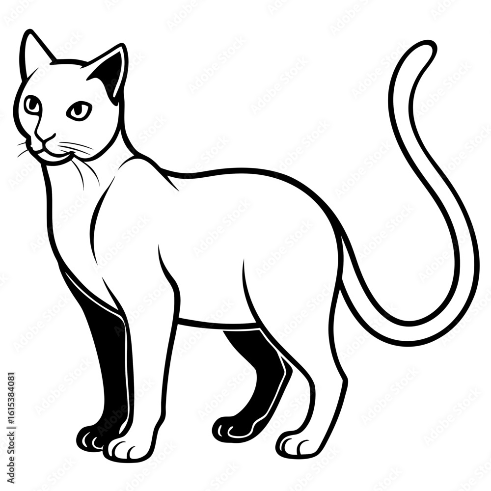 Obraz premium Simple Cat Line Art Kitten Coloring Page Vector for Kids Worksheets, Learning Packs & Printables