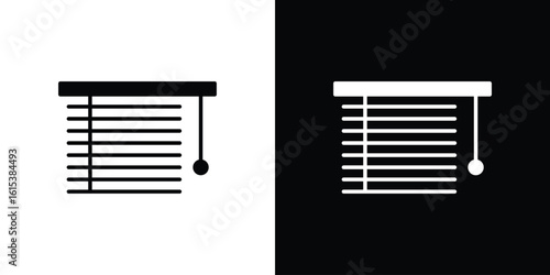 Blinds open icon, logo elements of graphic designs