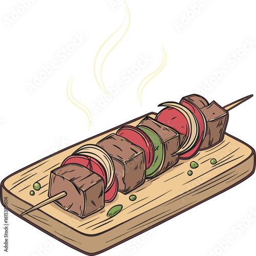 grilled meat and vegetables