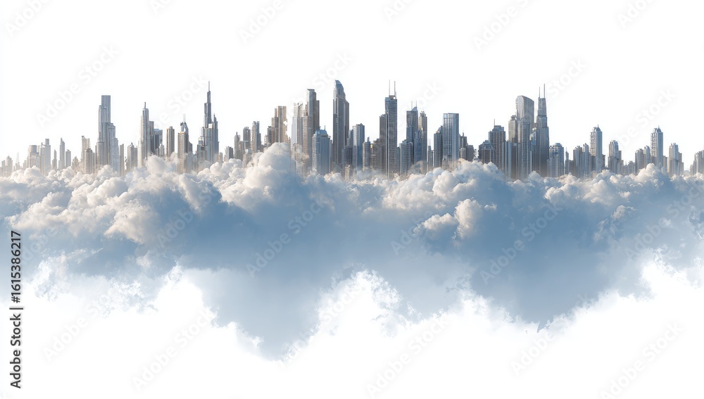 Fototapeta premium City nestled in clouds