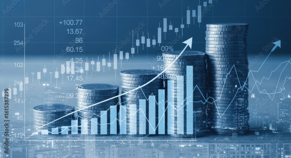 Naklejka premium Financial Growth and Investment Success Abstract Background