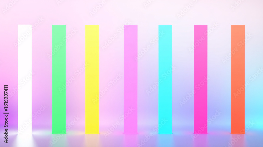 Fototapeta premium Vertical stripes in a gradient of pastel colors on a soft background.