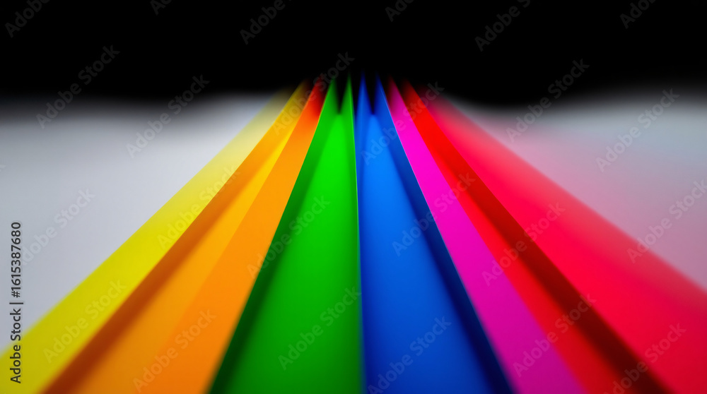 Fototapeta premium Colorful neon lights creating a vibrant, luminous display with vertical stripes.