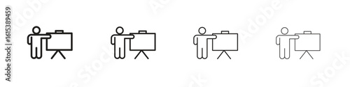 User chalkboard icon linear vector icon in a editable style.