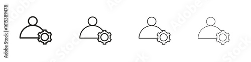 User gear icon linear vector icon in a editable style.