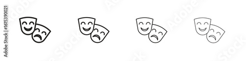 Theater masks icon linear vector icon in a editable style.