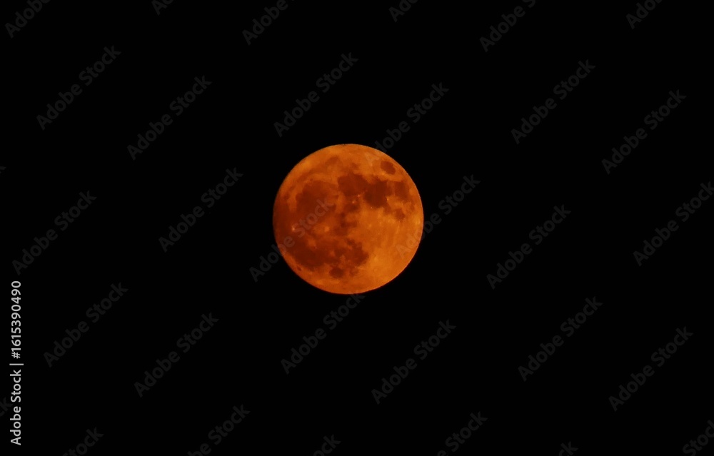 Obraz premium Surface of big red full moon on the dark sky background