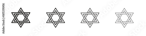 Star of David icon linear vector icon in a editable style.