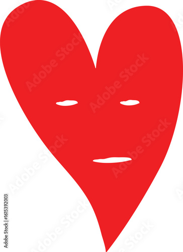 Red Heart with Neutral Expression Vector Illustration