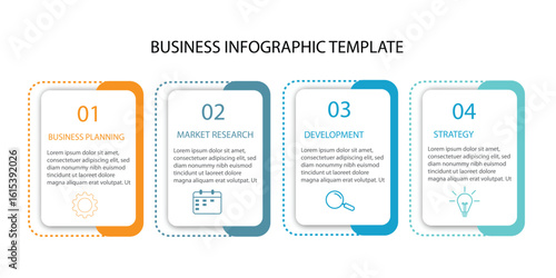 modern design template for infographics, business infographic, growth, plan, strategy, editable template, whit 4 steps option success.