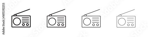 Radio icon linear vector icon in a editable style.