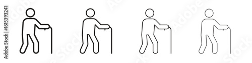 Person walking with cane icon linear vector icon in a editable style.
