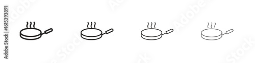 Pan frying icon linear vector icon in a editable style.