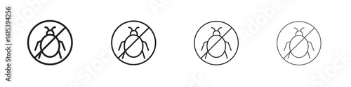 No Bug icon linear vector icon in a editable style.