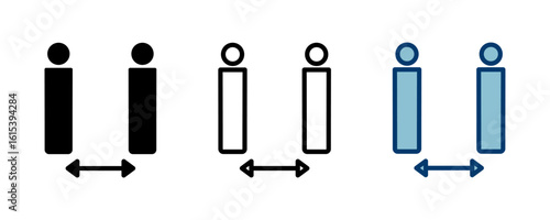 Social distancing icon vector isolated on white background. Keep distance sign. Coronavirus. Social Distancing and Self Quarantine.
