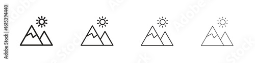 Mountain icon linear vector icon in a editable style.