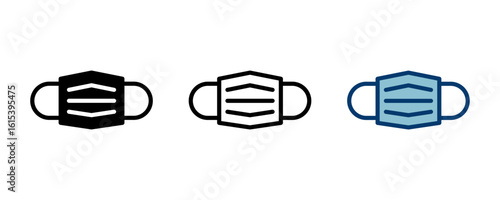 Mask icon vector isolated on white background. Man face with mask icon. Safety breathing masks. Industrial safety N95 mask. Medical mask vector icon.
