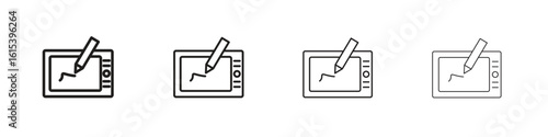 Graphic tablet icon linear vector icon in a editable style.