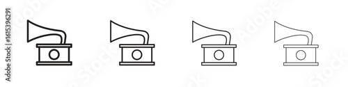 Gramophone icon linear vector icon in a editable style.