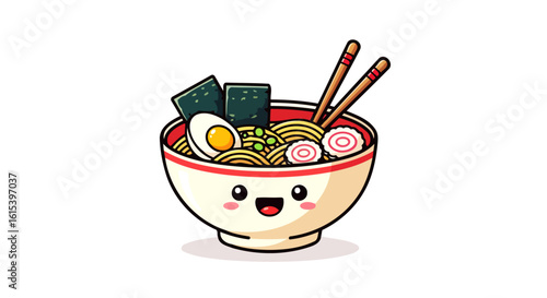 cute ramen bowl isolated