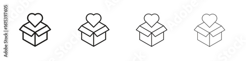 Donation box icon linear vector icon in a editable style.
