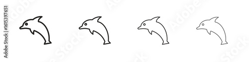 Dolphin icon linear vector icon in a editable style.