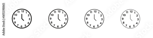 Clock face icon linear vector icon in a editable style.