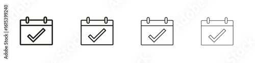 Check in calendar icon linear vector icon in a editable style.