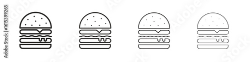 Cheese burger icon linear vector icon in a editable style.