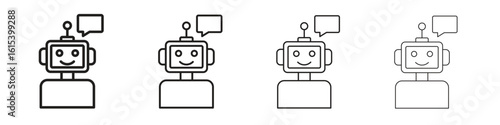 Chatbot speech bubble icon linear vector icon in a editable style.
