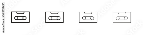 Cassette tape icon linear vector icon in a editable style.