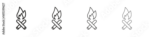 Campfire icon linear vector icon in a editable style.
