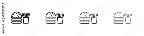 Burger Fries icon linear vector icon in a editable style.
