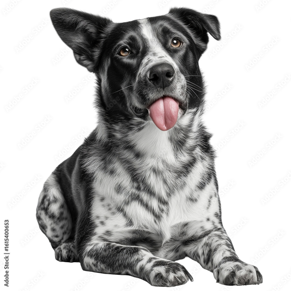 Obraz premium Adorable border collie dog portrait tongue out on transparent background isolated on transparent background 