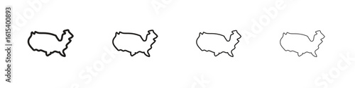 America map icon linear vector icon in a editable style.