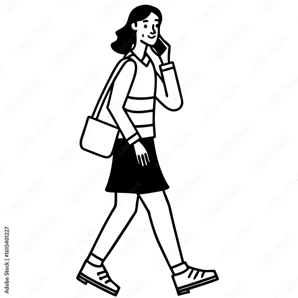 business woman with binoculars line art business woman with binoculars line art