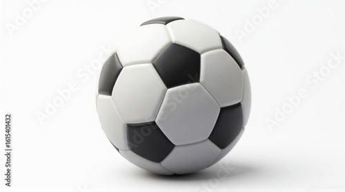 Classic black and white soccer football ball isolated on clean white background sports equipment