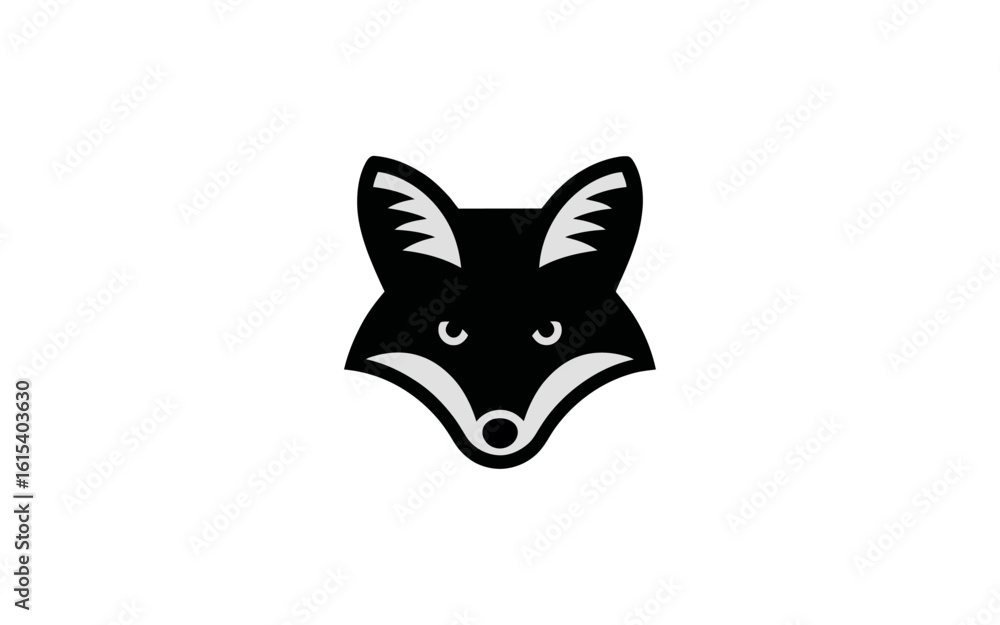 Fototapeta premium Black fox head icon isolated on white background