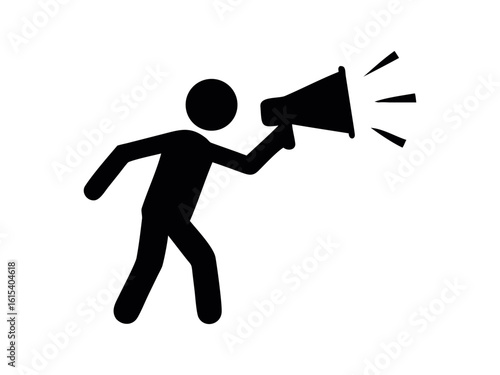 A man with a megaphone line art silhouette vector illustration