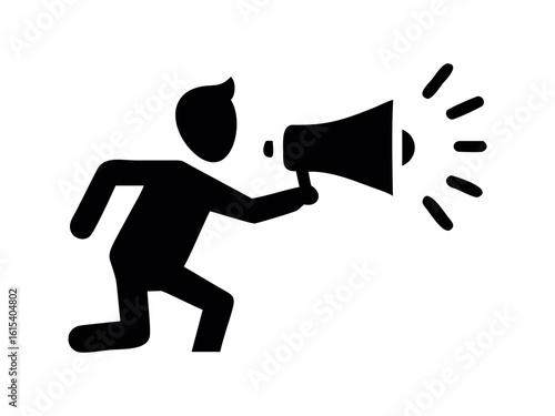A man with a megaphone line art silhouette vector illustration