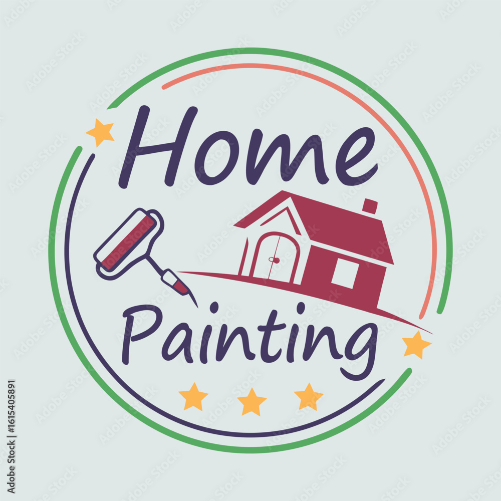 Fototapeta premium Creative Roof & Wall Painting logo design