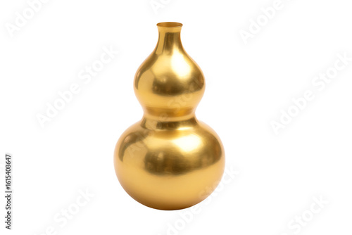 a gold vase with a white background